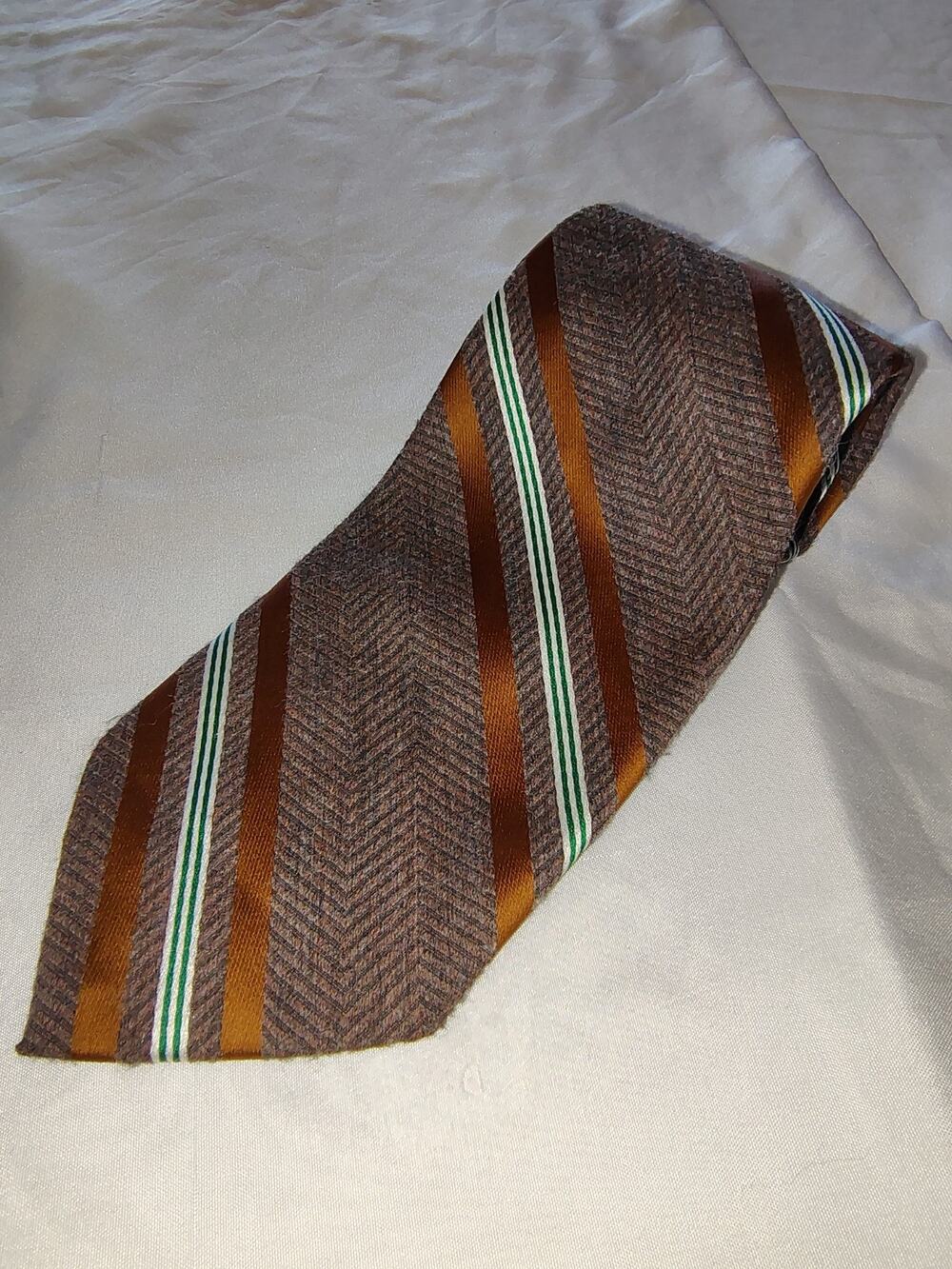 Vintage Knit Brown Stripe Necktie 57" Classic Sears The Mens Store